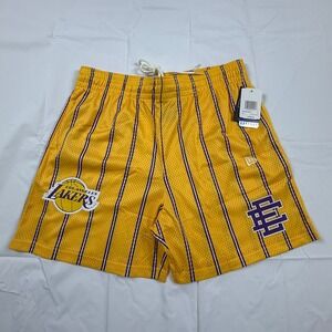 Eric Emanuel New Era Los Angeles Lakers Mesh Shorts Yellow Pinstripe XXL EE22